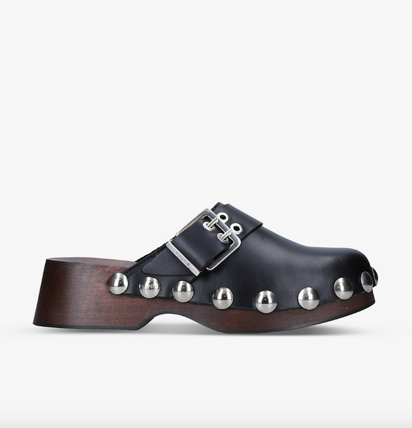 Ganni, Retro Studded Leather And Wood Clogs, WAS £295 NOW £149