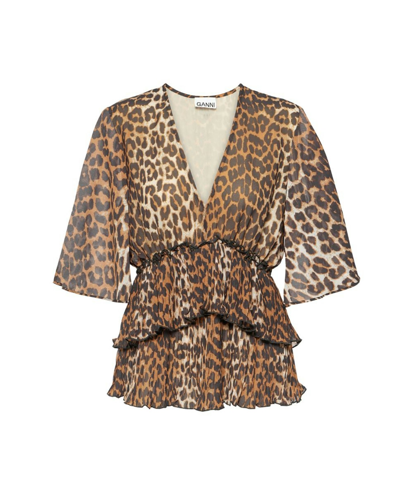 Ganni, Leopard-Print Georgette Blouse