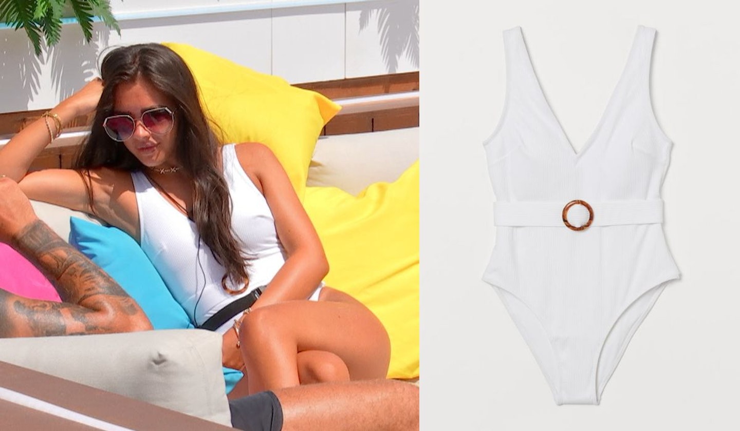 Gemma's White Belted Swimsuit