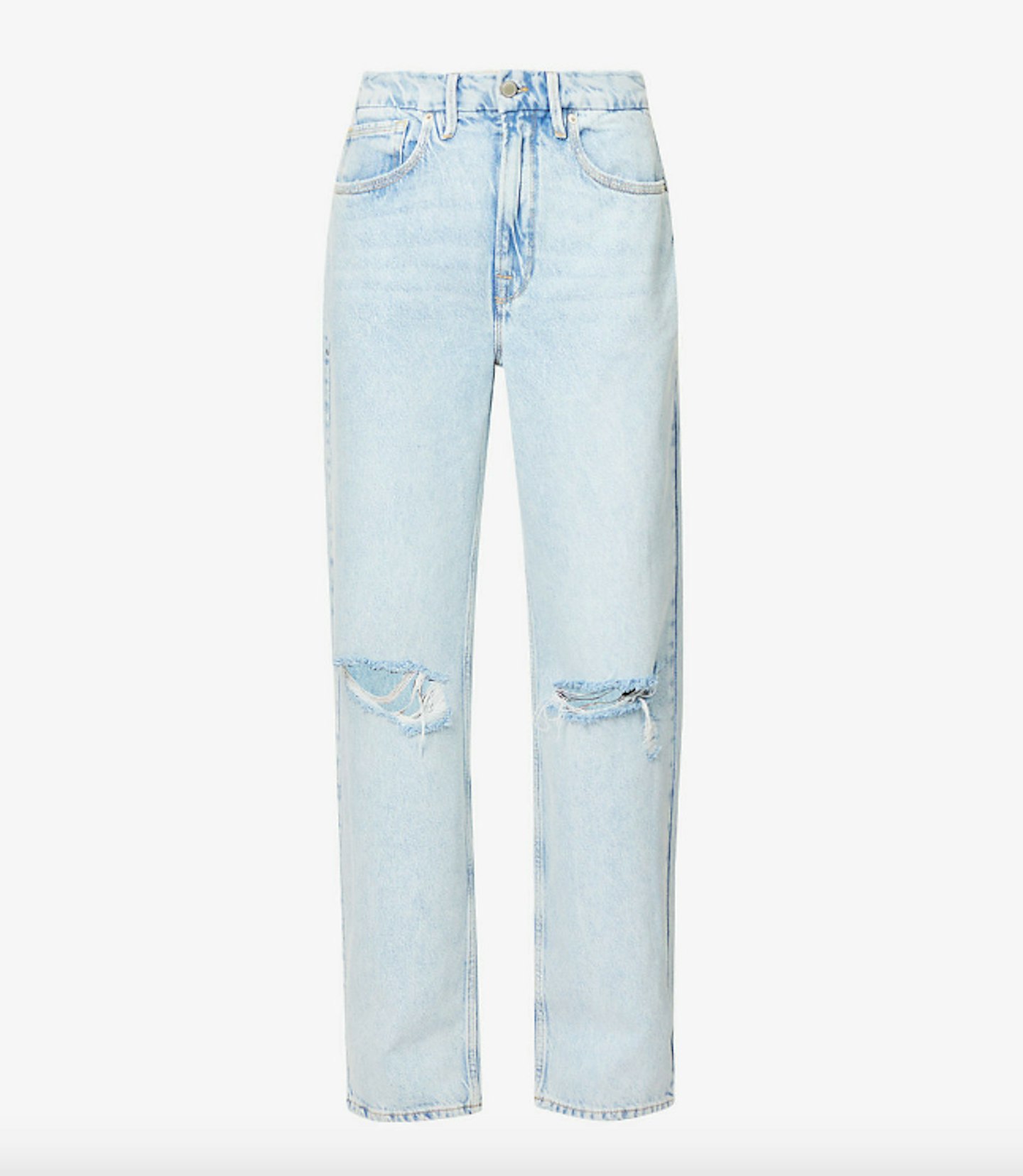 Good American, Good '90s Straight-Leg High-Rise Cotton-Blend Denim Jeans, WAS £155 NOW £75