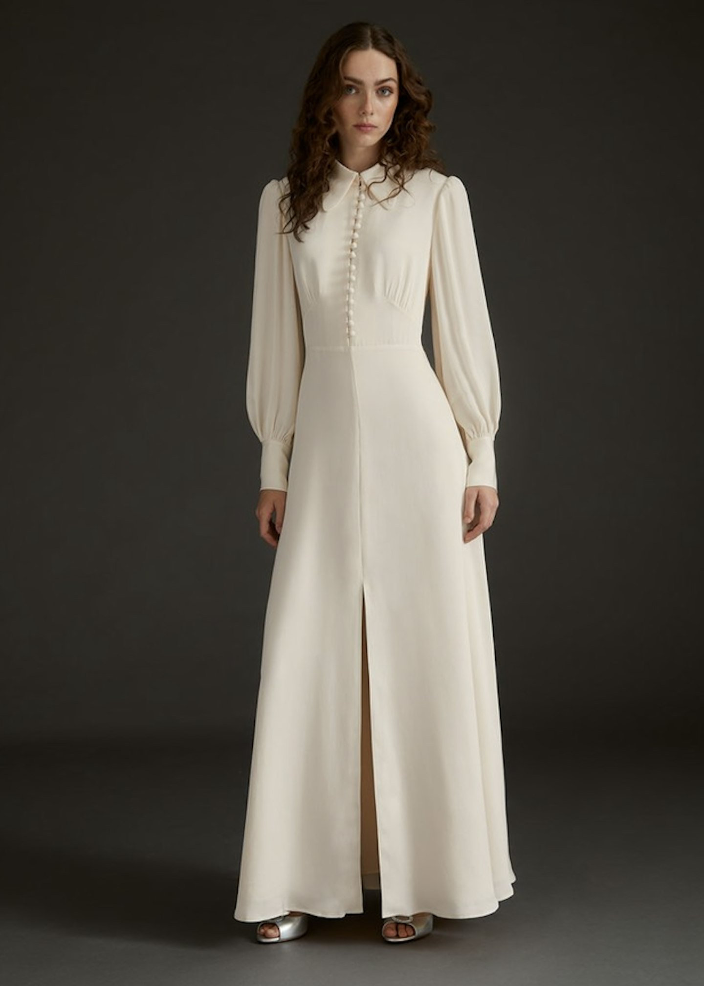 LK Bennett, Harlow Ivory Satin Crepe Long Wedding Dress