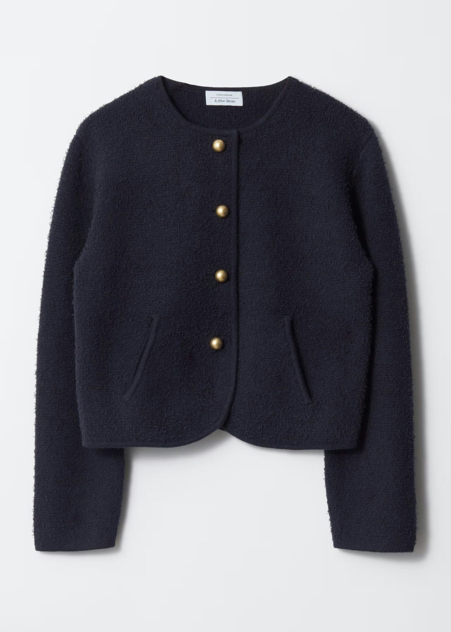 & Other Stories Textured Navy Cardigan