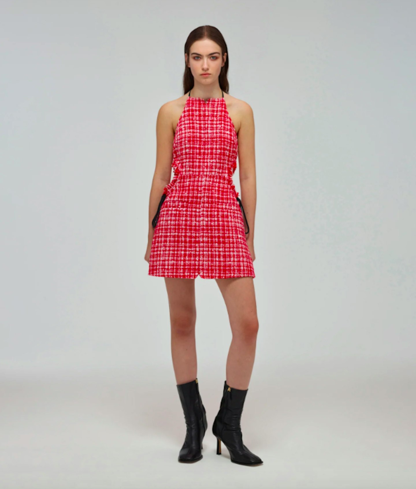 Red Bouclé Cut-Out Mini Dress, £280