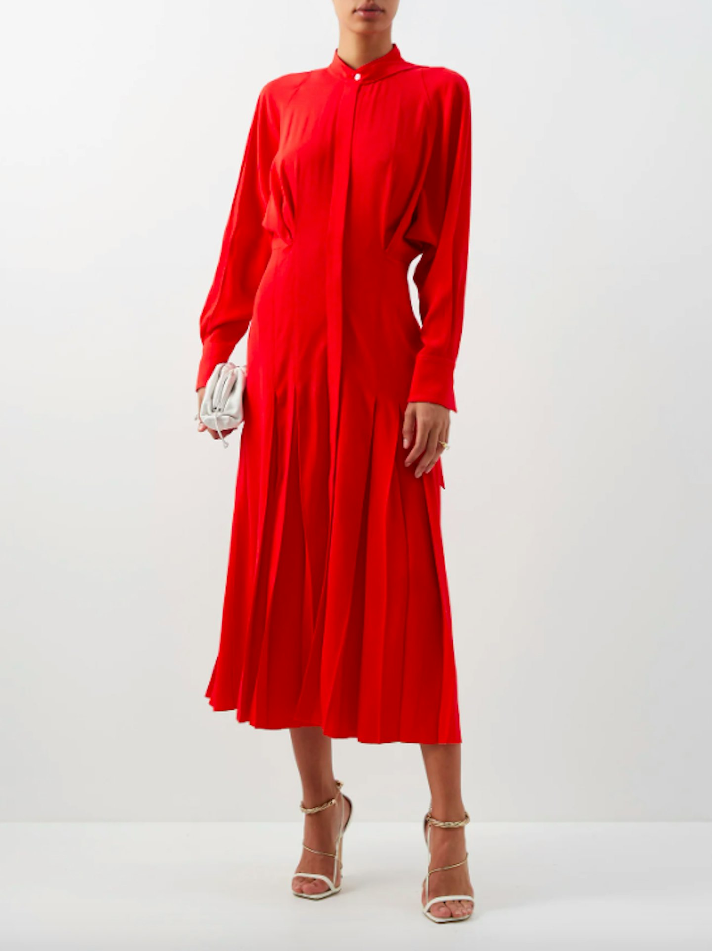 Pleated Satin Shirt Dress, £950