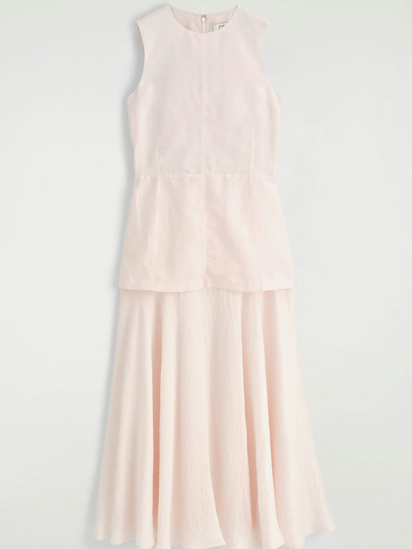 COS, Layered Peplum Midi Dress - Light Pink