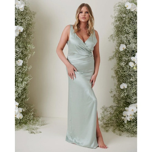 Esmee Wrap Maxi Bridesmaid Dress - Matte Sage