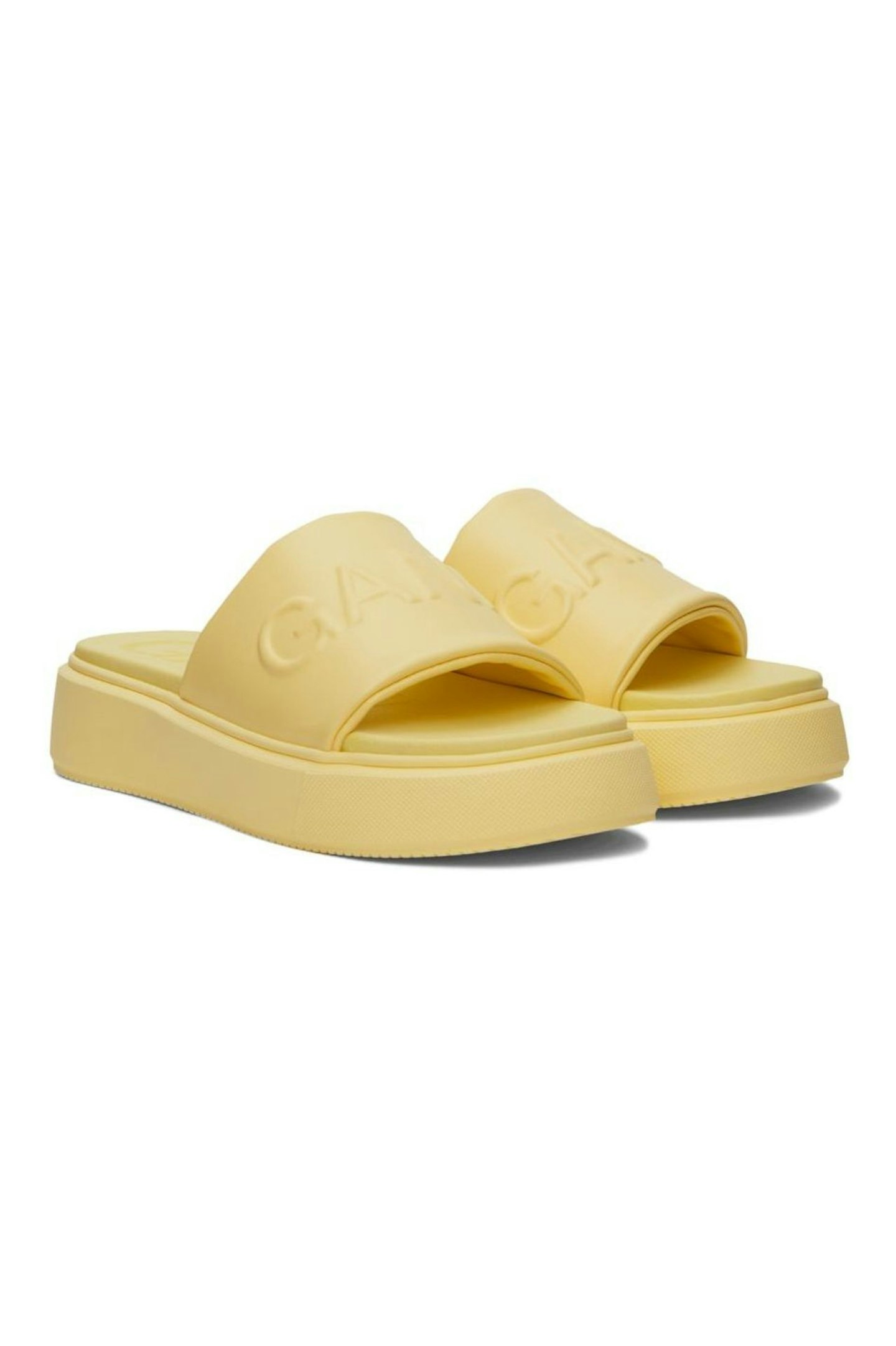 summer outfit ideas Ganni, Yellow Vegea Slides, £215