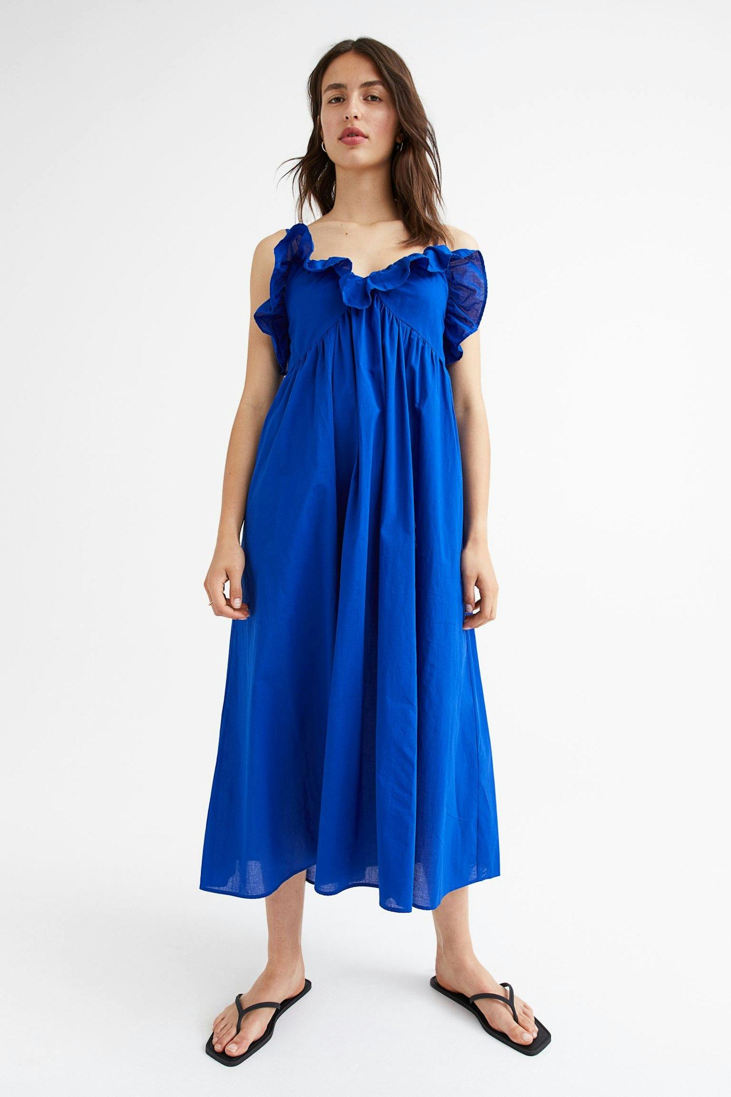 summer outfit ideas H&M, Flounce Trimmed Dress, £19.99