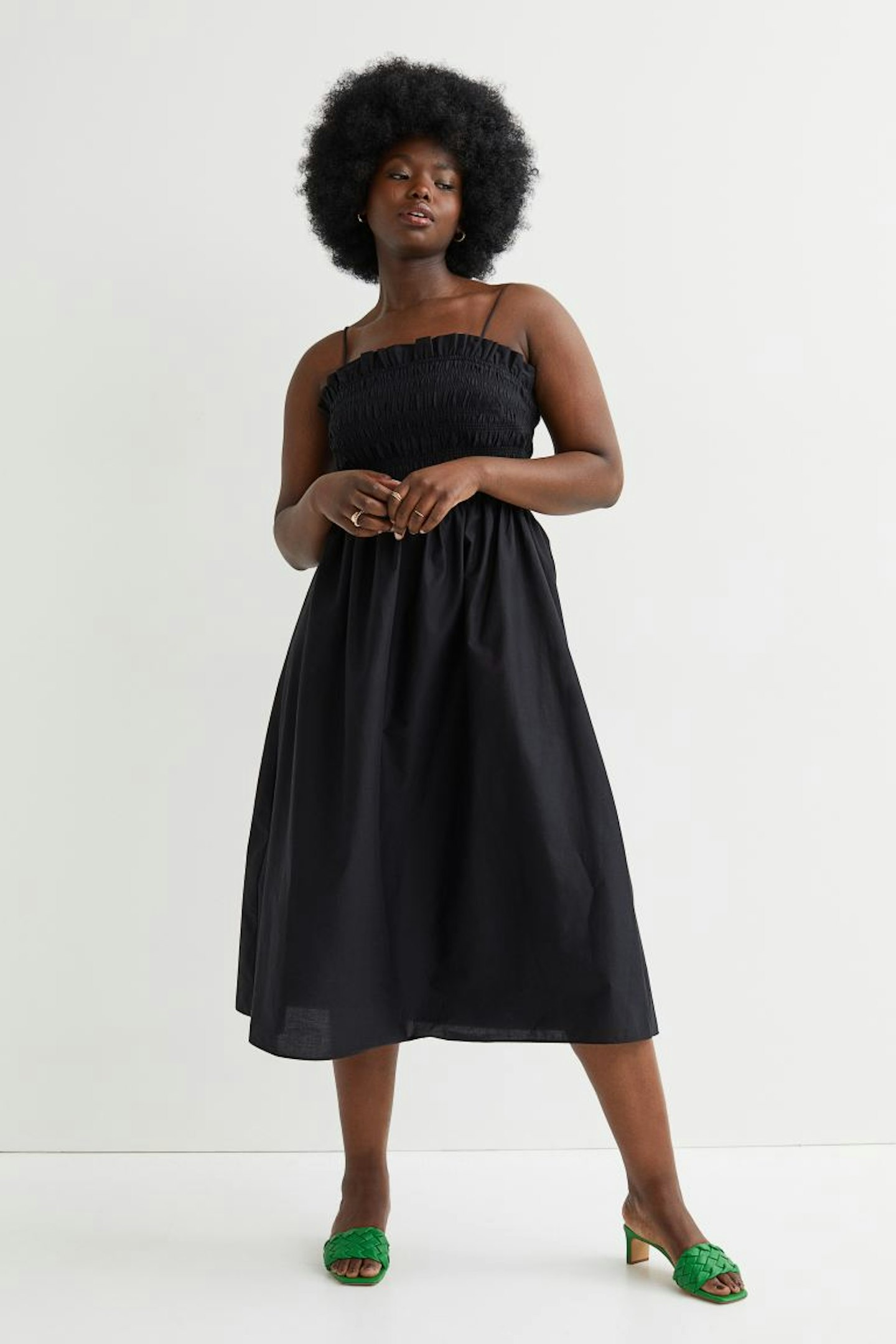 H&M fashion editors dress Smocked Top Dress black, £17.99