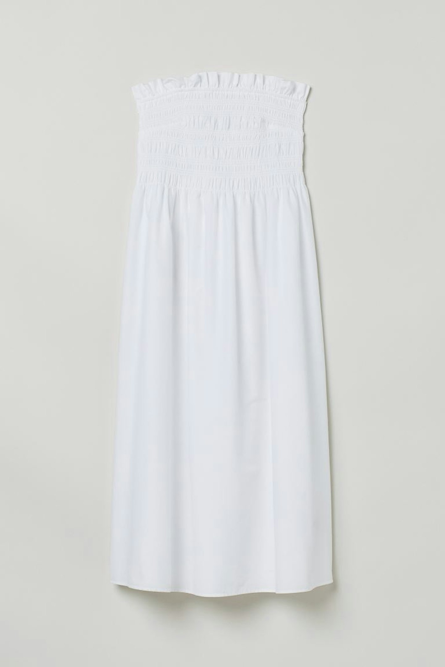 H&M fashion editors dress Smocked Top Dress White, WAS £17.99 NOW £12