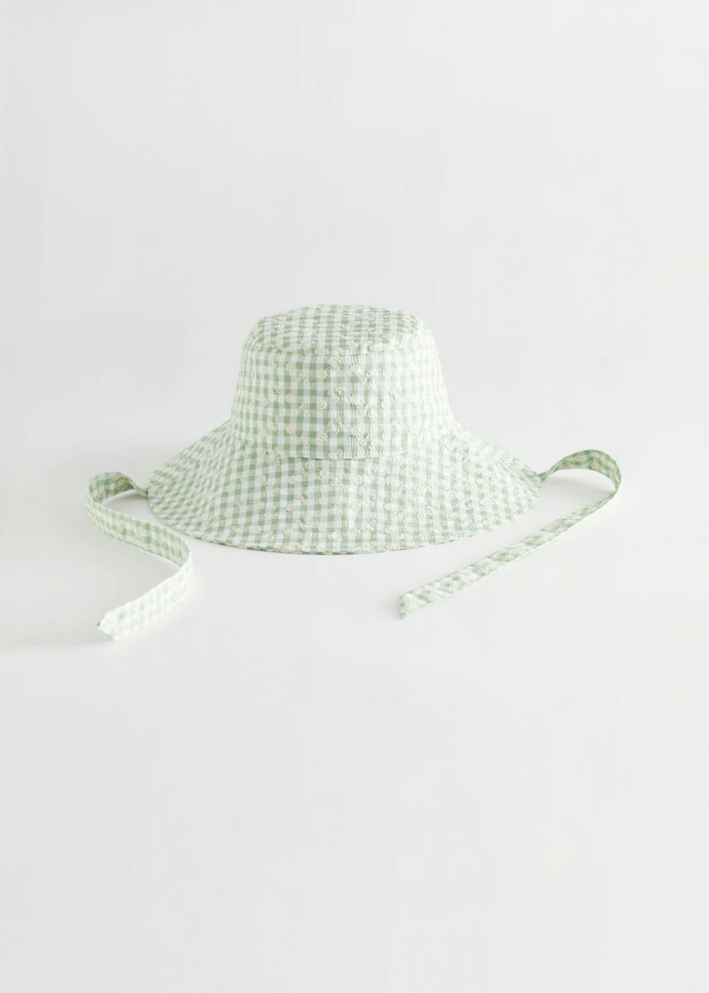 & Other Stories, Floral Gingham Ribbon Tie Bucket Hat