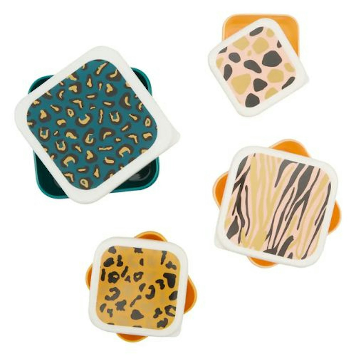 Set of 4 Animal Print Lunch Boxes