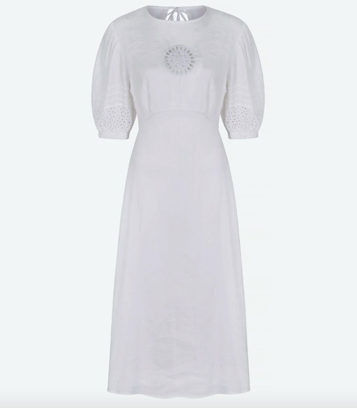 Aligne, Finn Organic Linen Broderie Midi Dress, WAS £110 NOW £55