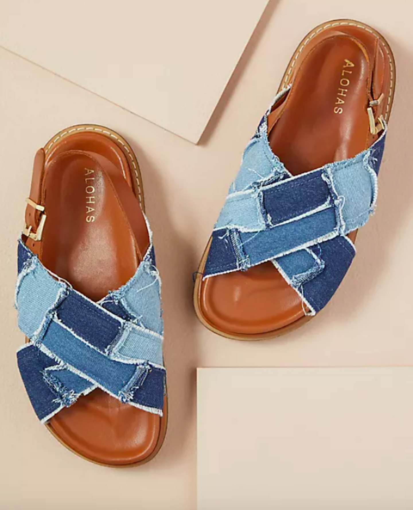 Alohas, Marshmallow Patchwork Denim Sandals, WAS £120 NOW £95