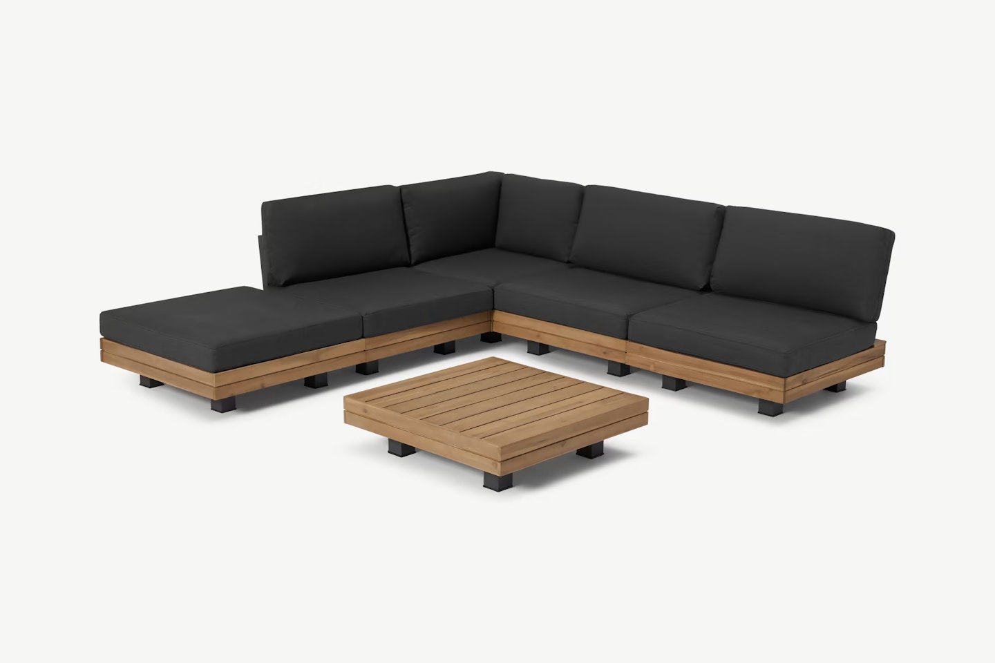 Avarna Corner Modular Lounge Set, Acacia & Grey