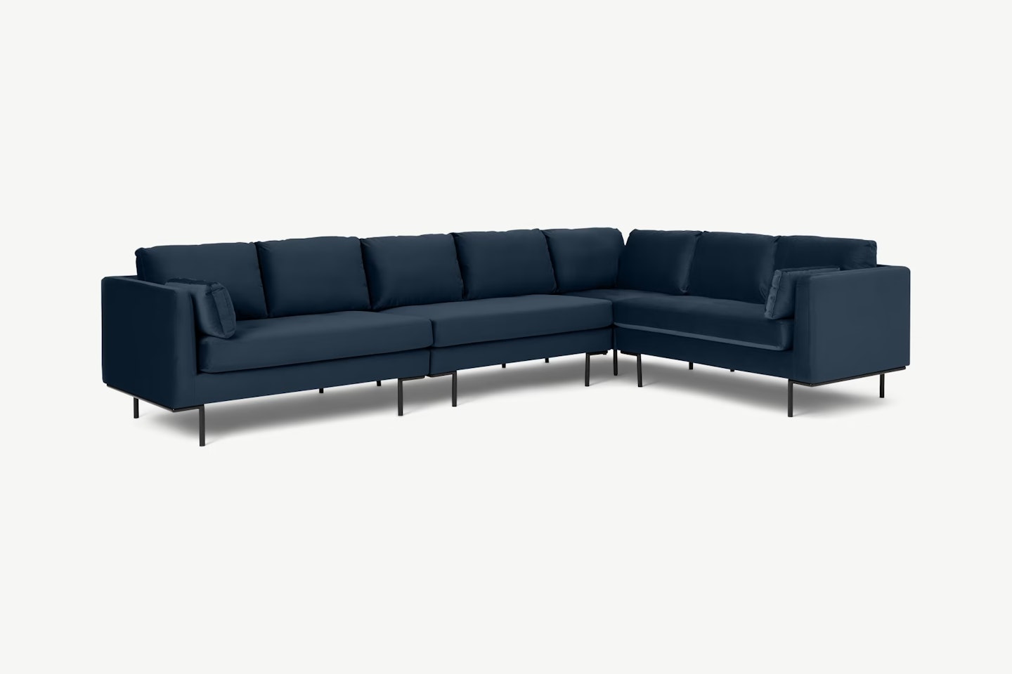 Harlow 4 Seater Right Hand Facing Corner Dining Sofa, Ocean Blue Recycled Velvet