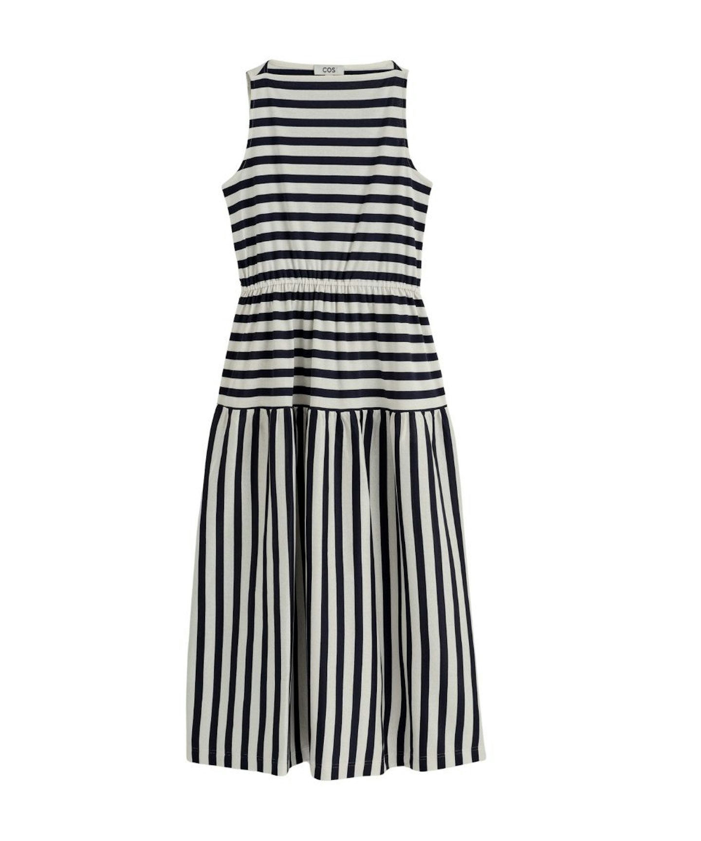 COS, Boat Neck Gathered Midi Dress