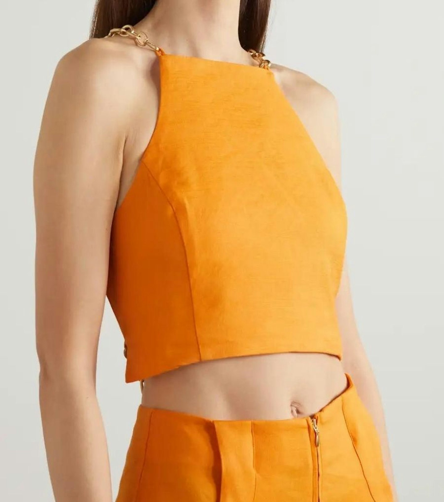 Cult Gaia, Joey Cropped Open-Back Chain-Embellished Top, £245