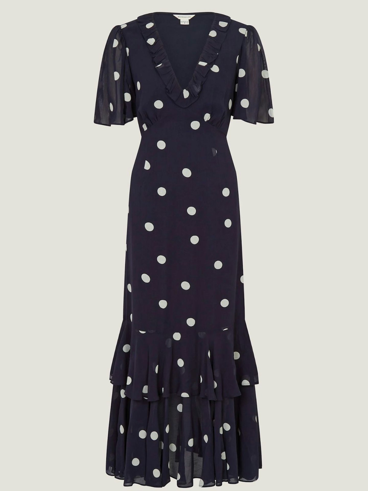 blue spot midi dress M&Co Navy Blue Spot Print Belted Midi Dress