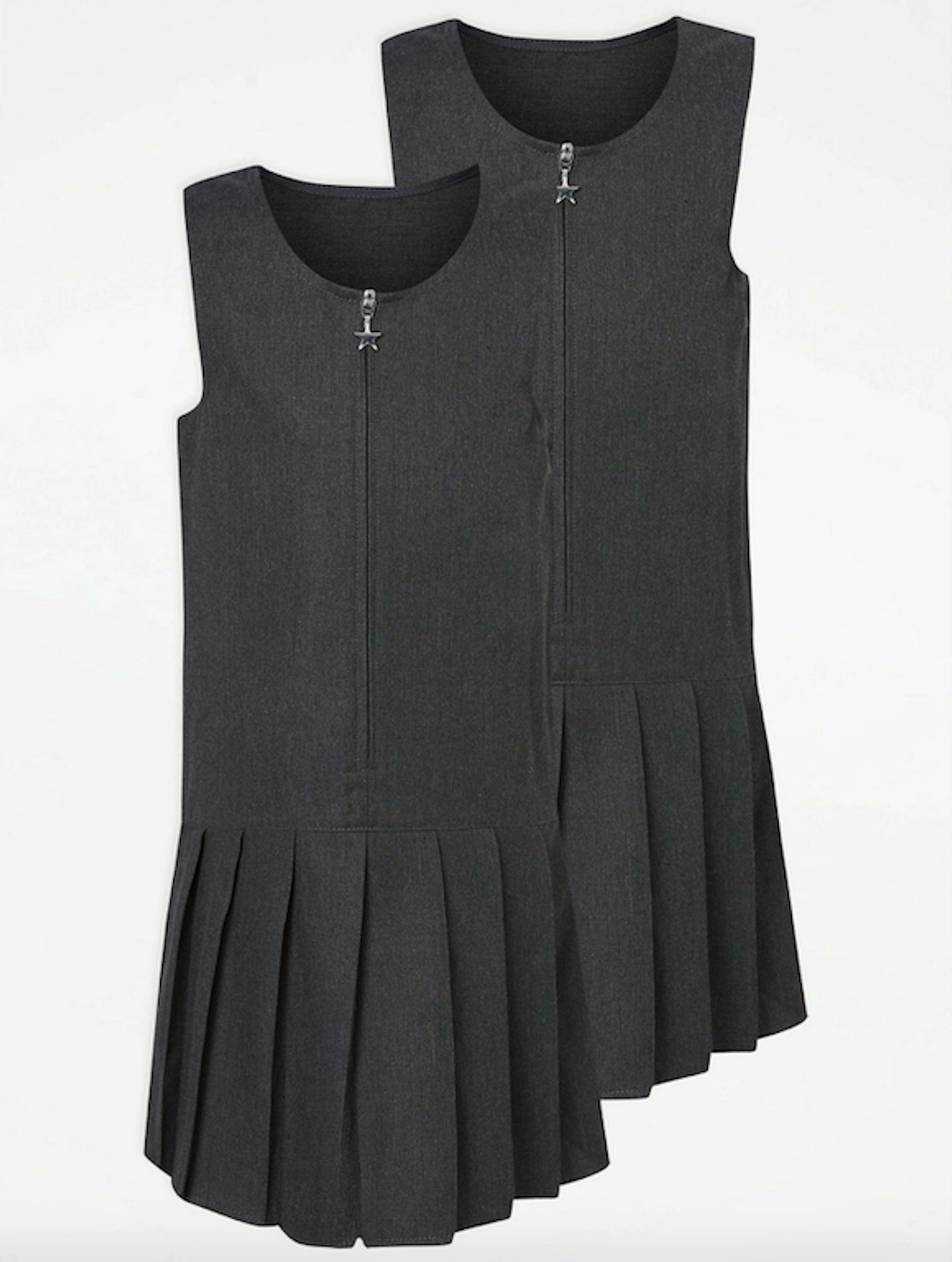 Grey Drop Waist Pleat School Pinafore Dress 2 Pack, £9