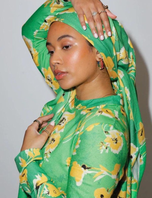 Green Daisy Headscarf