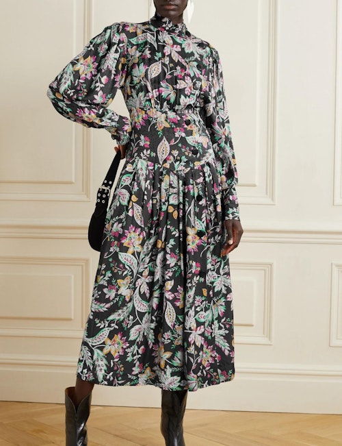 Isabel Marant Etoile Bazin Pleated Floral-Print Dress