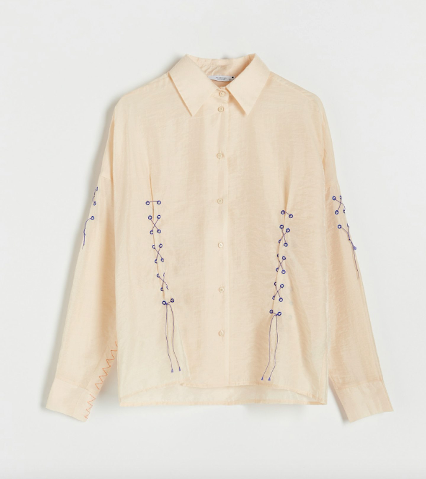 Reserved, Tencel Lyocell Rich Shirt With Embroidery