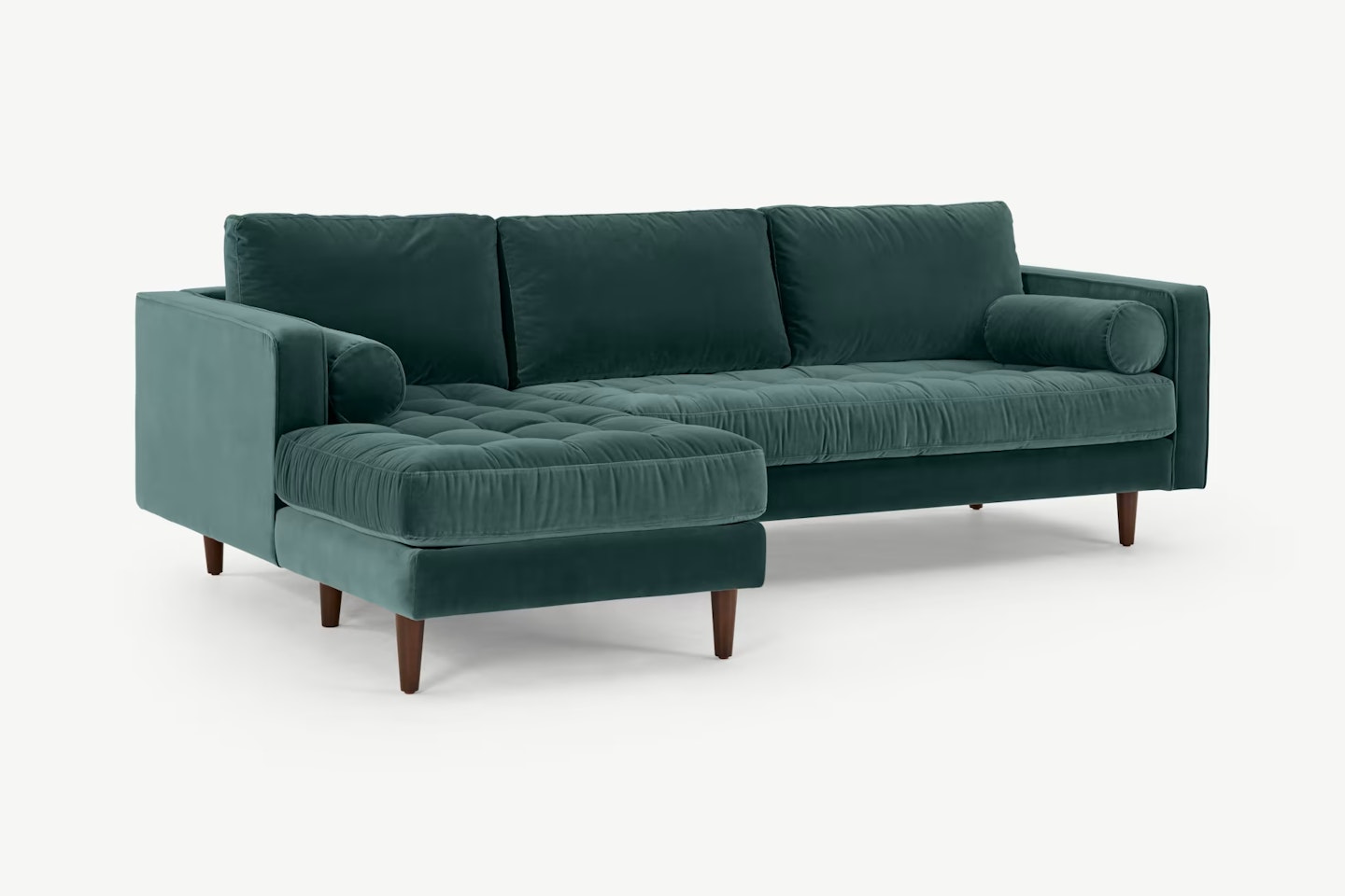 Scott 4 Seater Left Hand Facing Chaise End Corner Sofa, Petrol Cotton Velvet