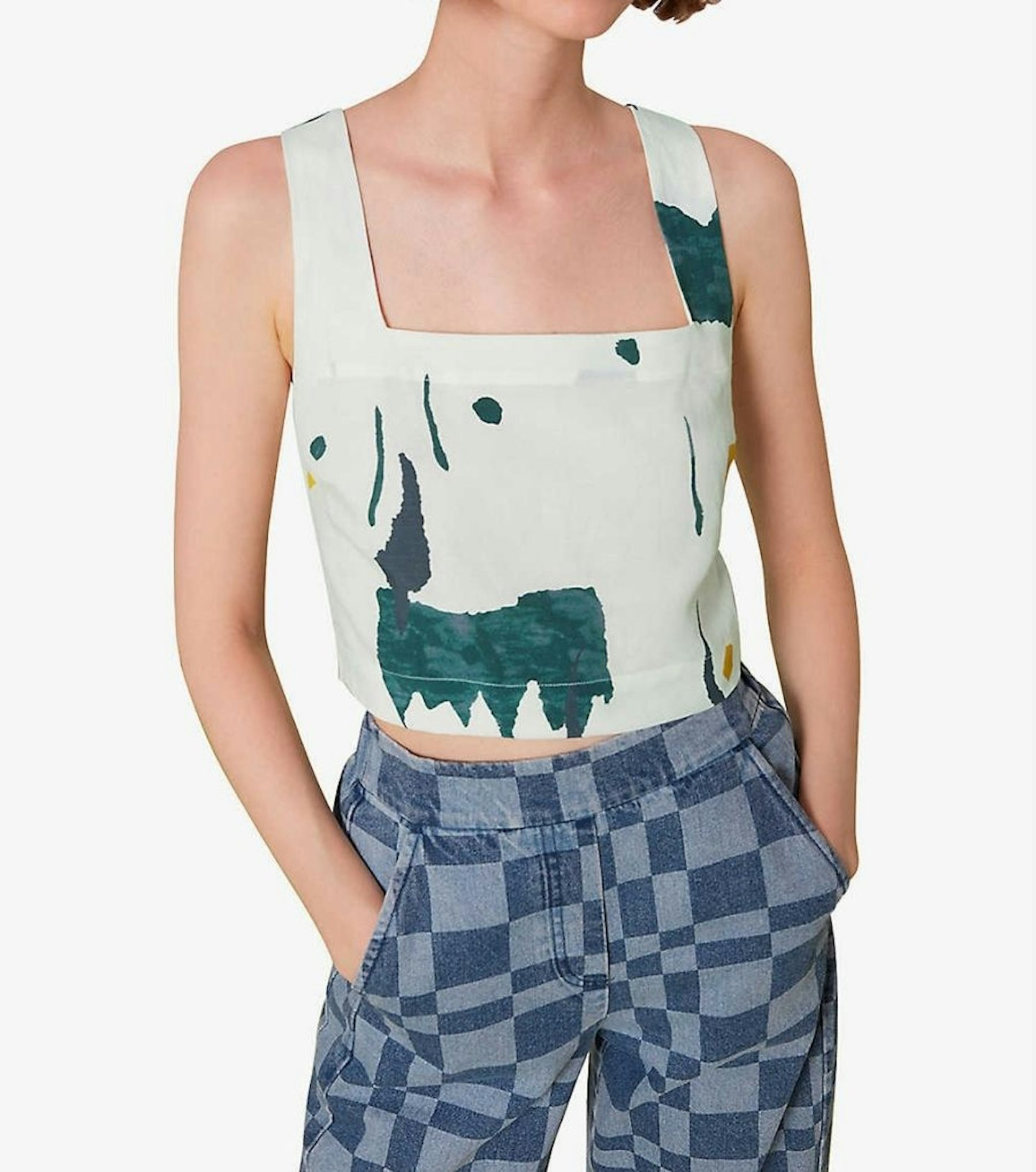 Whistles Aria Abstract-Print Crop Top