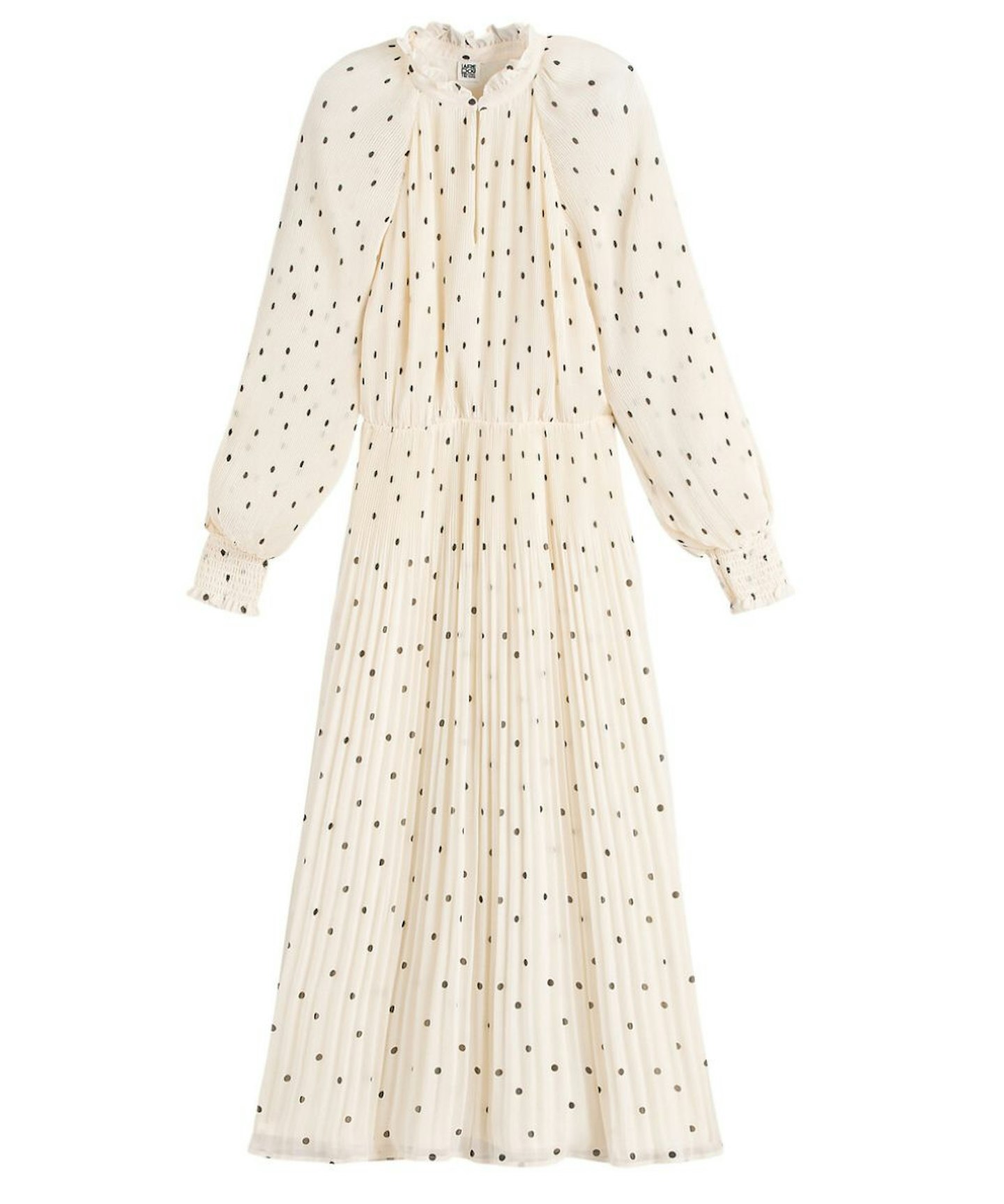 La Redoute Polka Dot Midaxi Dress with Ruffled Neck