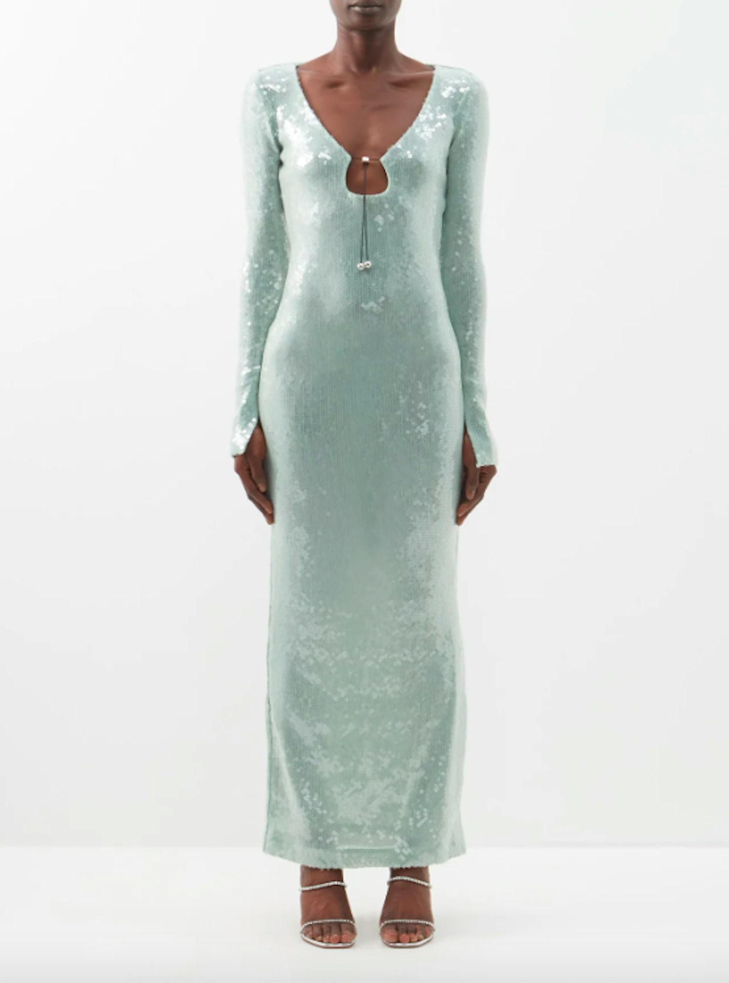 16Arlington, Solaria Keyhole-Neck Sequinned-Tulle Maxi Dress