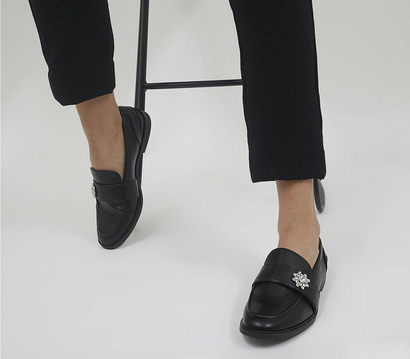 Office, Firstly Loafers Black With Embellishment