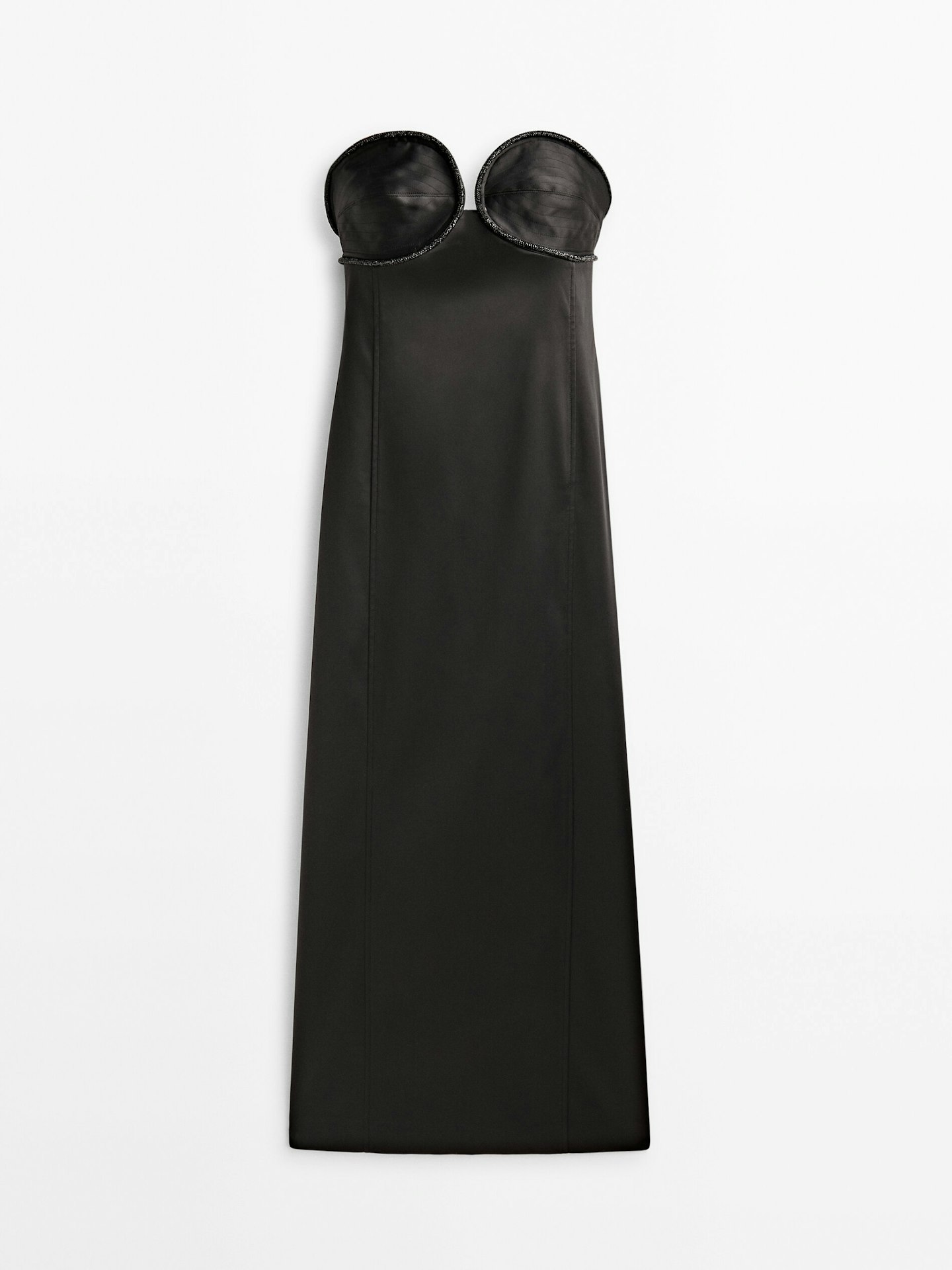Satin Dress With Neckline Detail