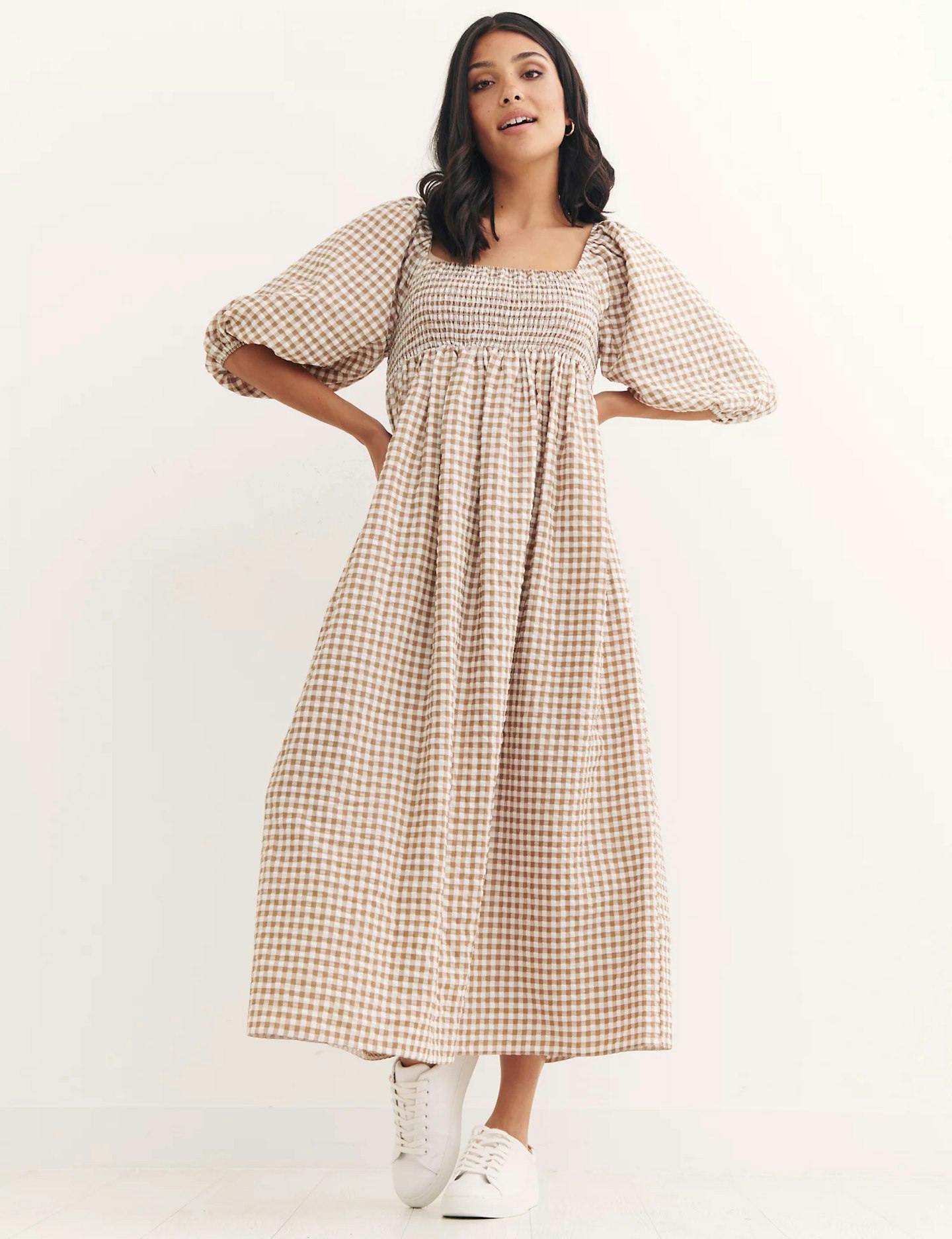 summer outfit ideas Nobody's Child, Cotton Rich Checked Midi Smock Dress, £59