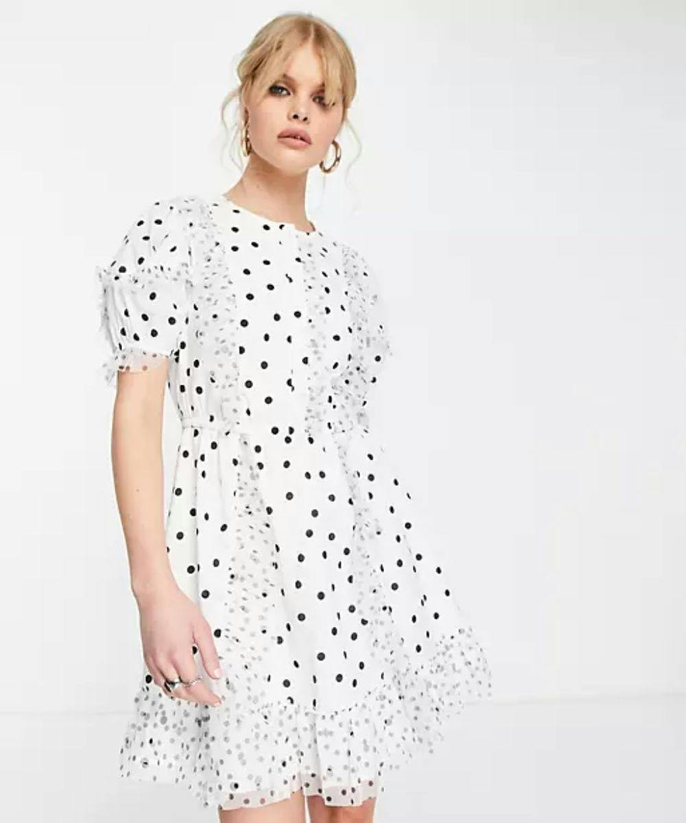 Topshop mix spotted midi on sale dress