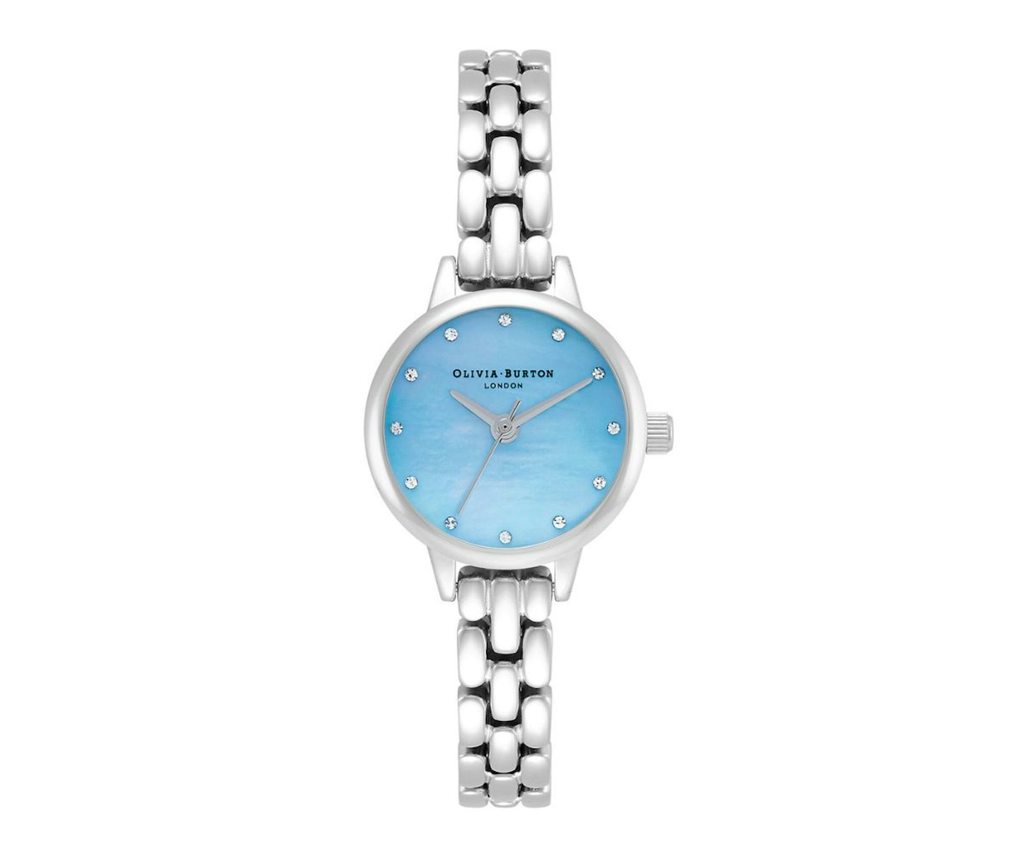 Classic Mini Dial, Pale Blue Mother Of Pearl & Silver Bracelet Watch