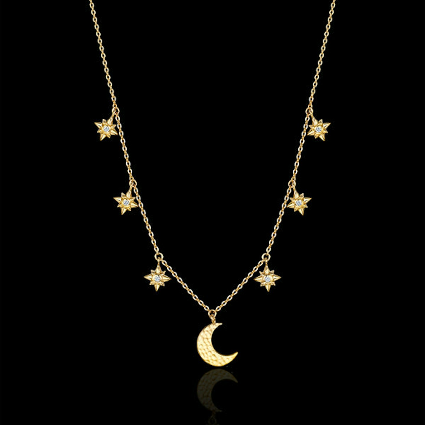 Catherine Zoraida, Gold Starry Night Moon And Star Necklace