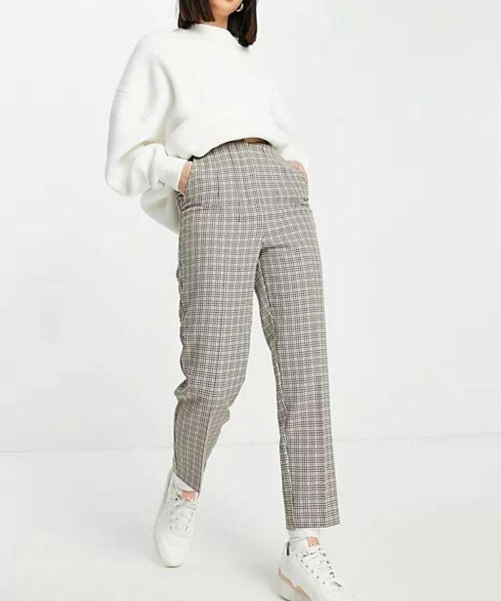 Slim Fit Cigarette trousers  GreyChecked  Men  HM IN