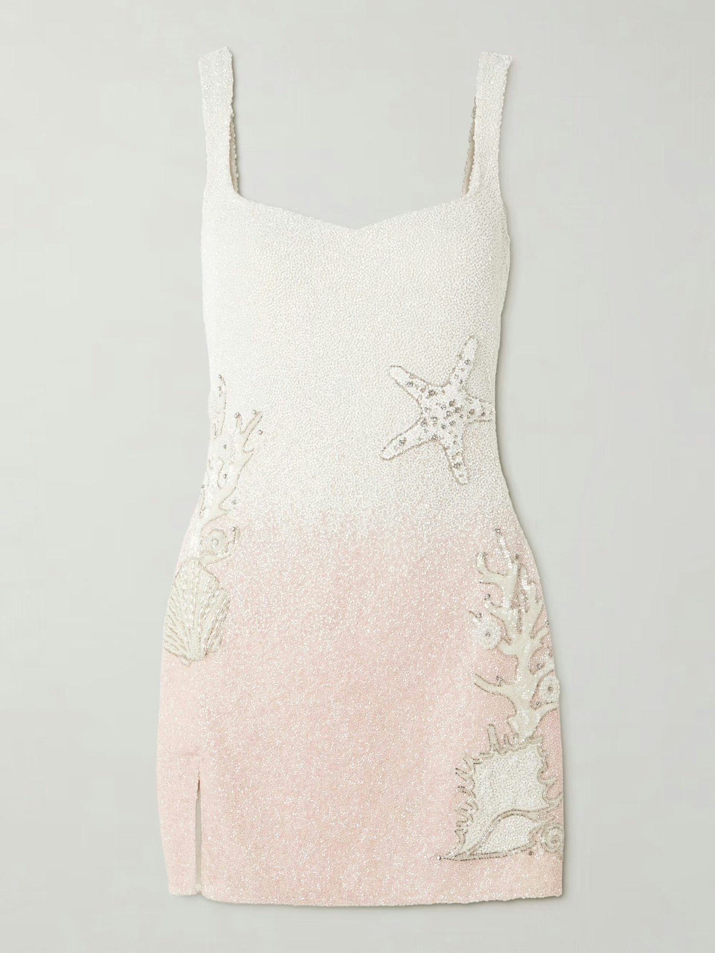Clio Peppiatt Seashell Crystal-Embellished Beaded Tulle Mini Dress