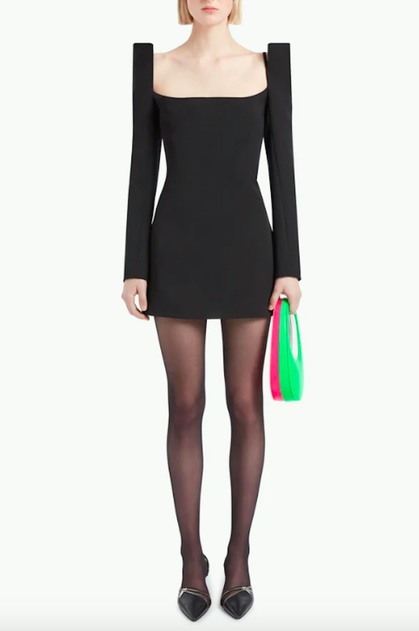 Exaggerated Tailored Dress In Black