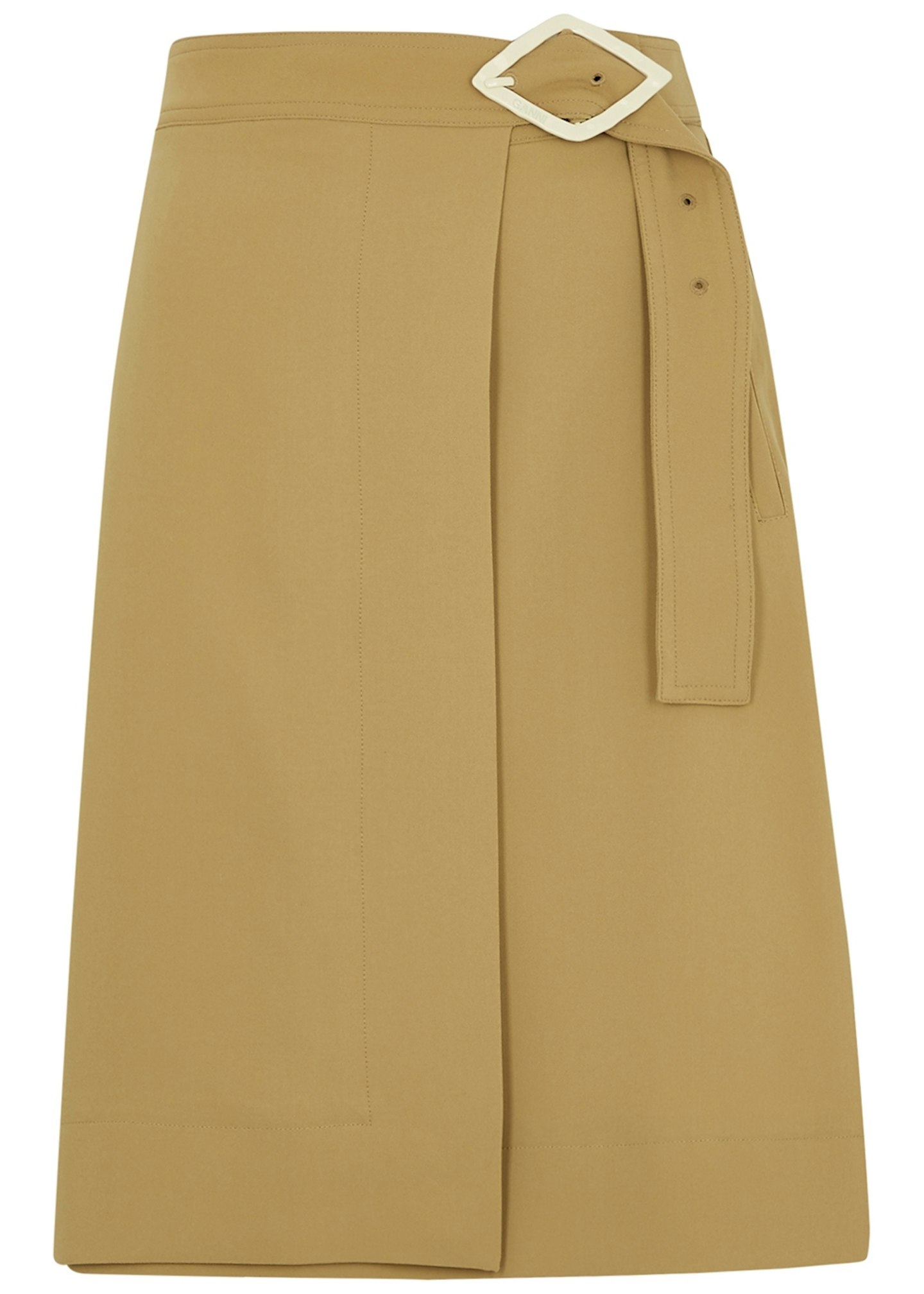 Ganni, Brown Jersey Wrap Skirt