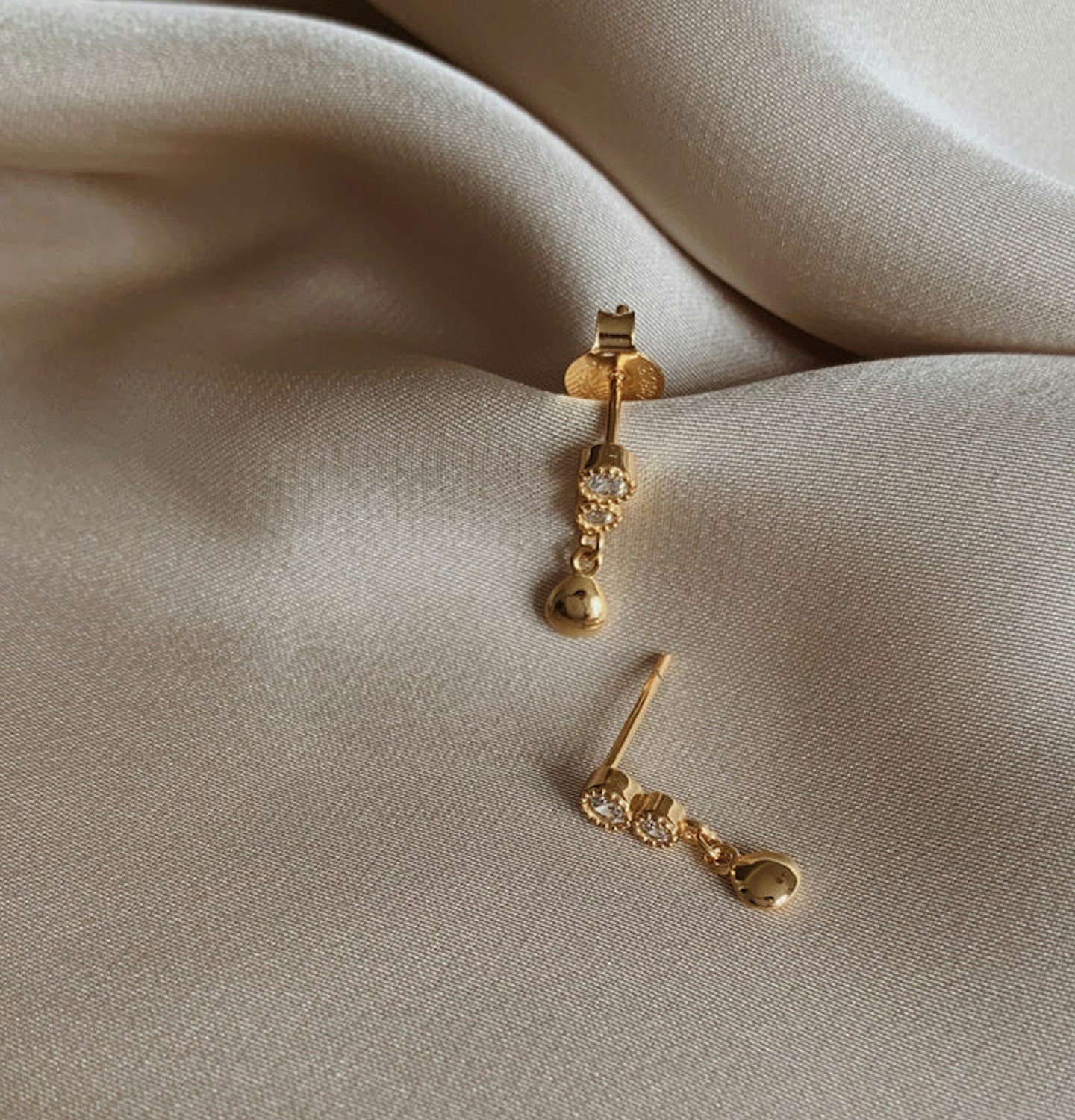 Grace & Kin 18K Gold Plated White Zirconia Nugget Charm Earrings