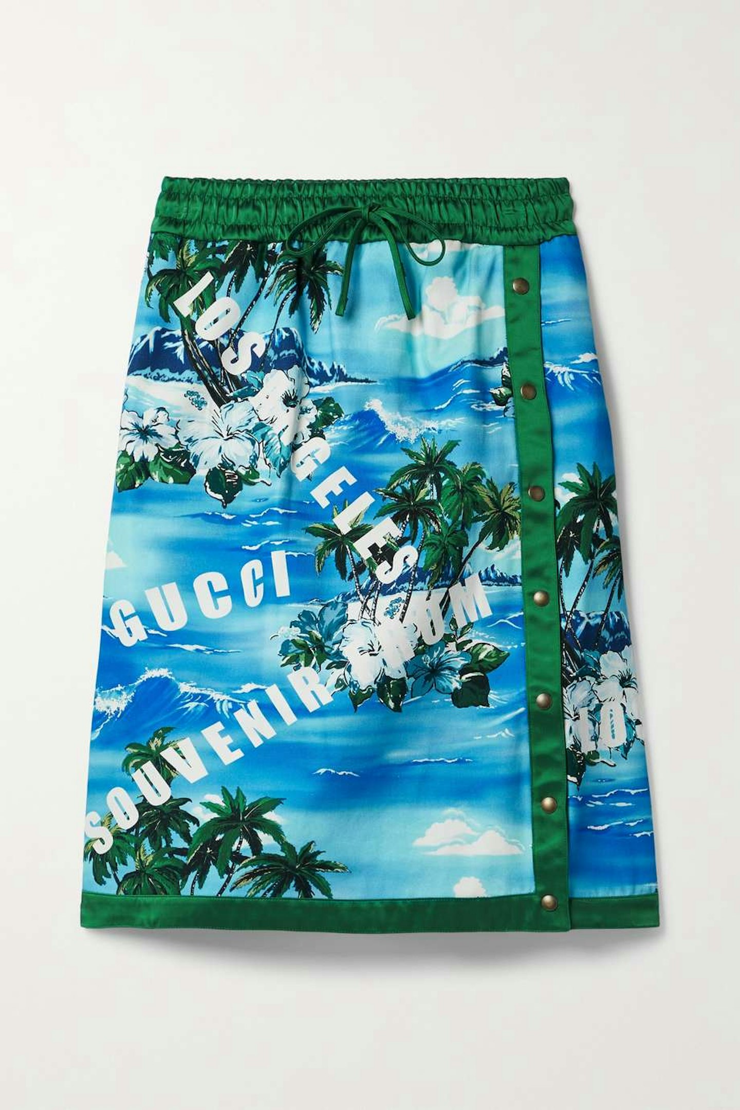 Gucci, Love Parade Wrap-Effect Satin-Trimmed Printed Cotton-Canvas Skirt