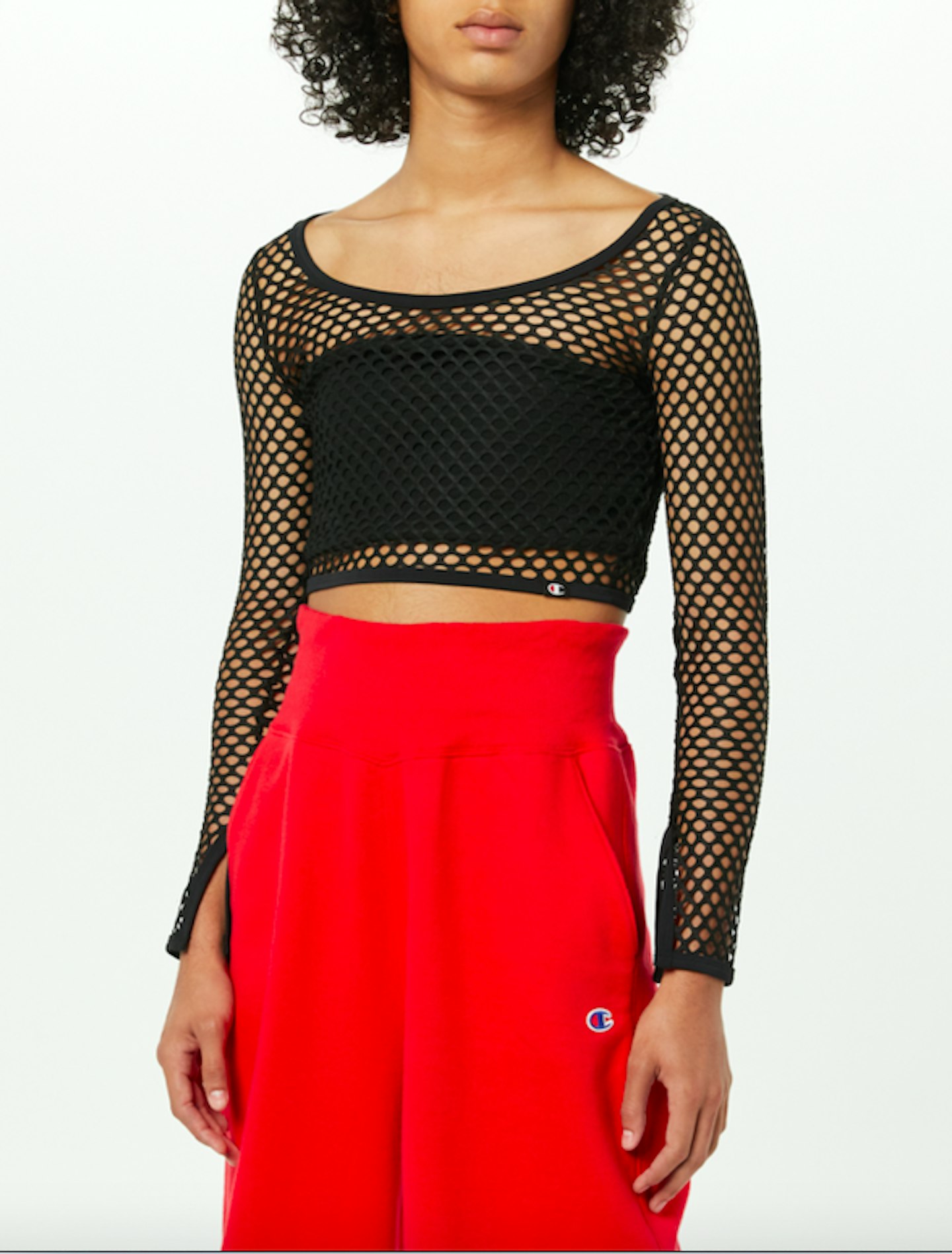 Rafael Chaouiche, Long Sleeve Mesh Crop Top