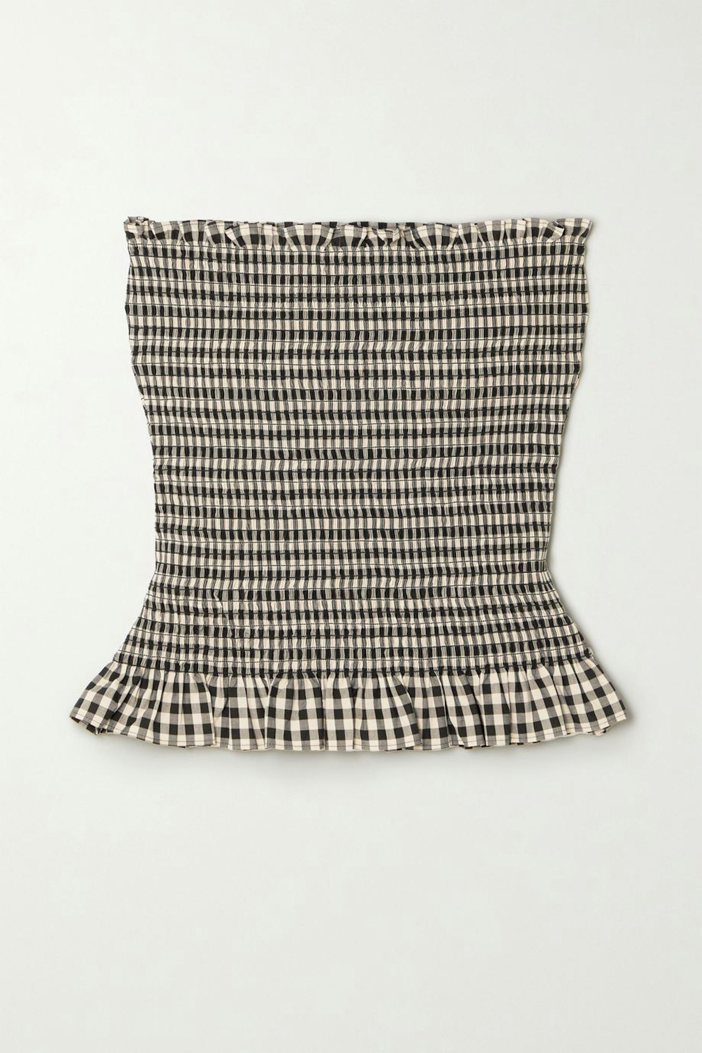 Molly Goddard, Kim Shirred Ruffled Gingham Strapless Top