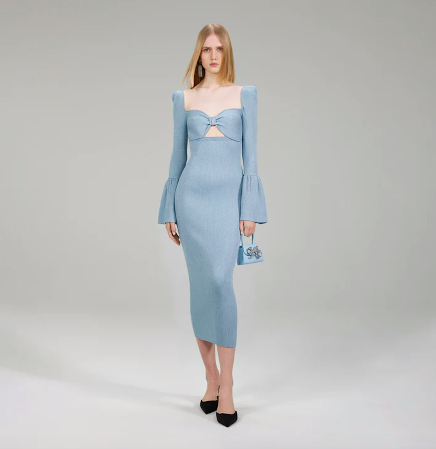 Light Blue Lurex Knit Midi Dress, £370