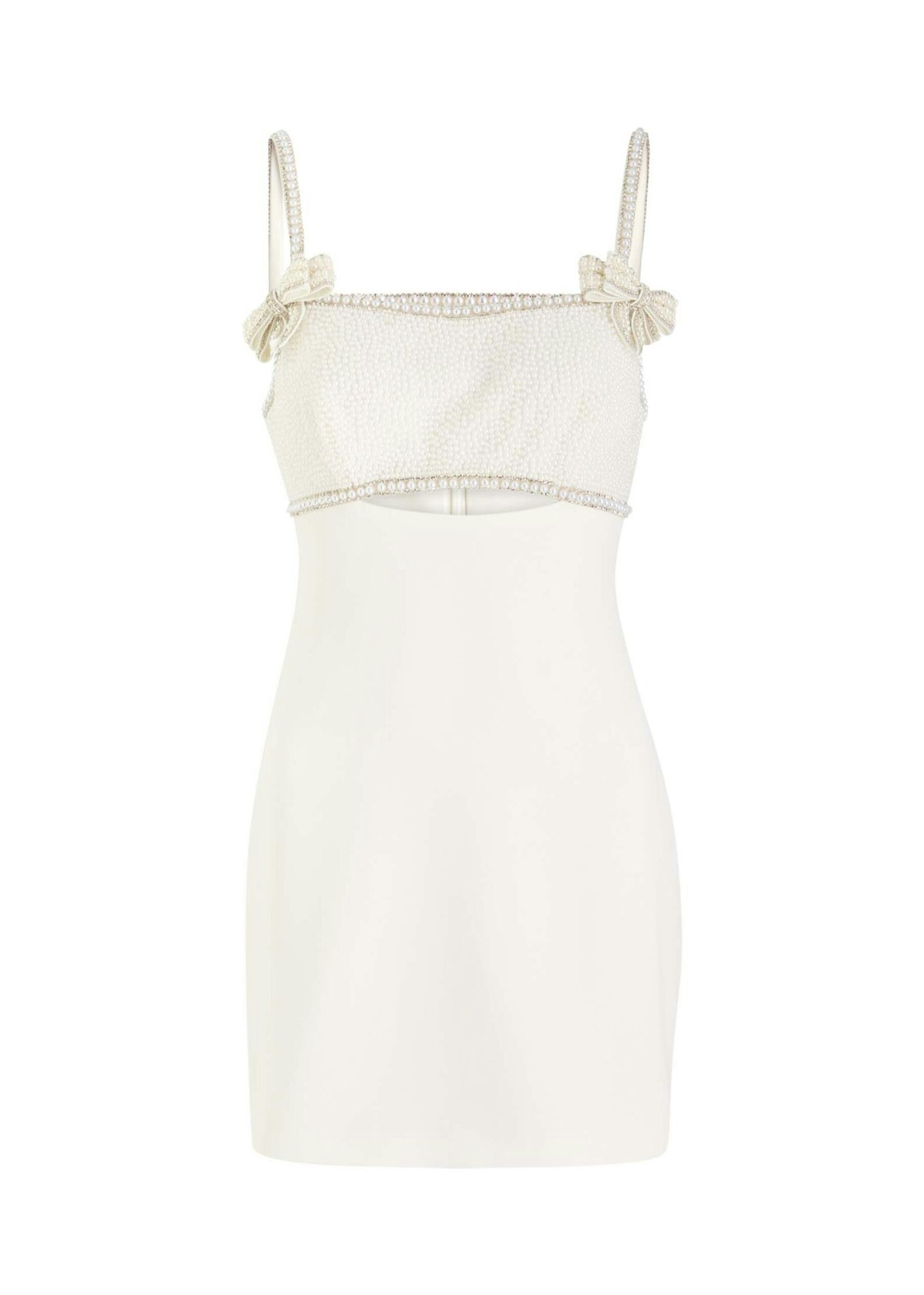 Self-Portrait Pearl-Embellished Crepe Mini Dress