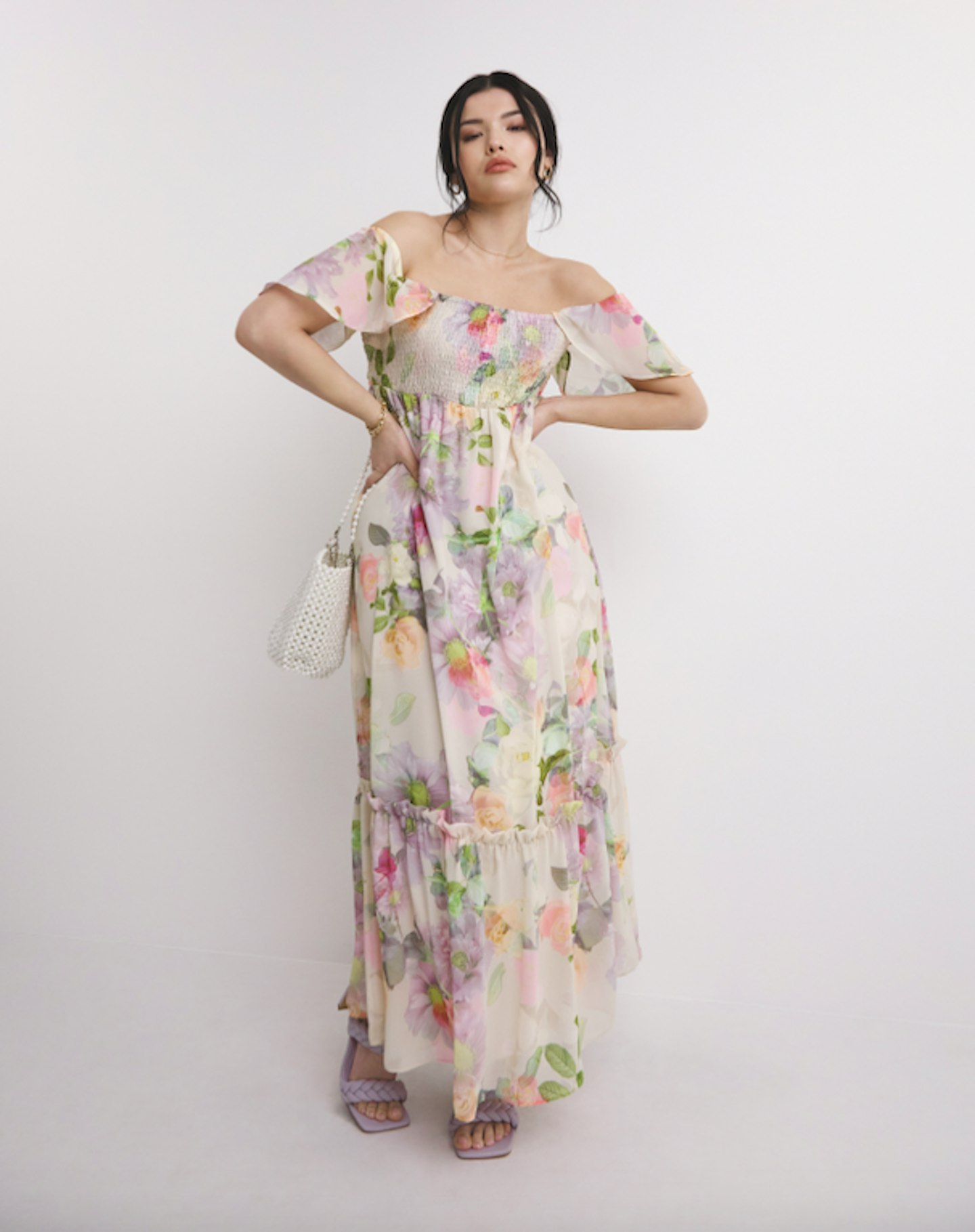 Ivory Floral Maxi Dress