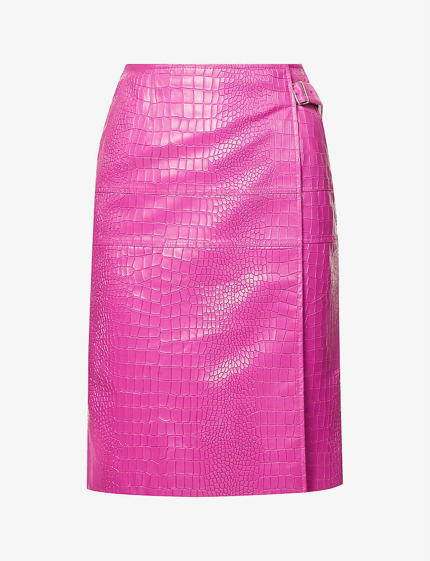 Situationist, Croc-Embossed A-Line Leather Midi Skirt