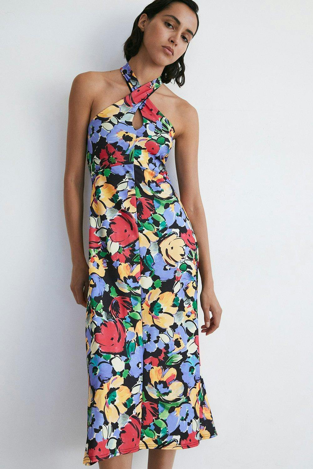 Warehouse v neck hot sale crepe maxi dress